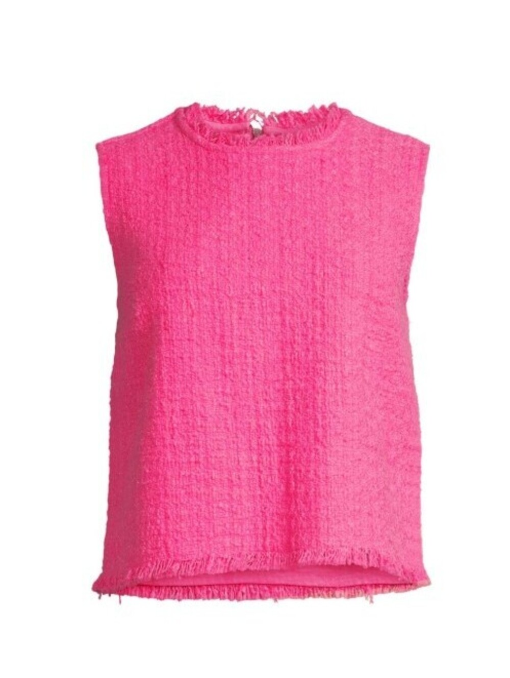 Frances Valentine Designer Tweed Twiggy Sleeveless Fringe Boucle Top -Women's XL